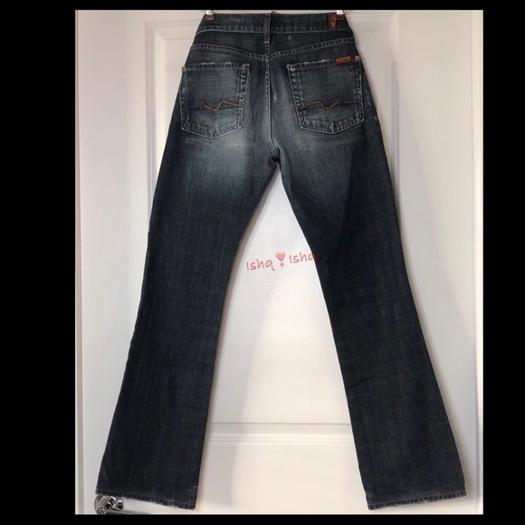 7 For All Mankind Jeans Bootcut Dark Wash Distress - Picture 7 of 8